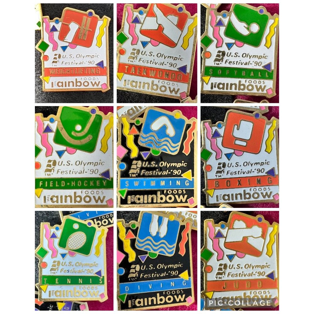 1990 U.S. Olympic Festival Rainbow Foods Hat Pins 62 PC Collectible Minnesota - Picture 5 of 16
